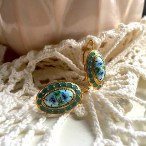 VINTAGE Blue Floral Earrings